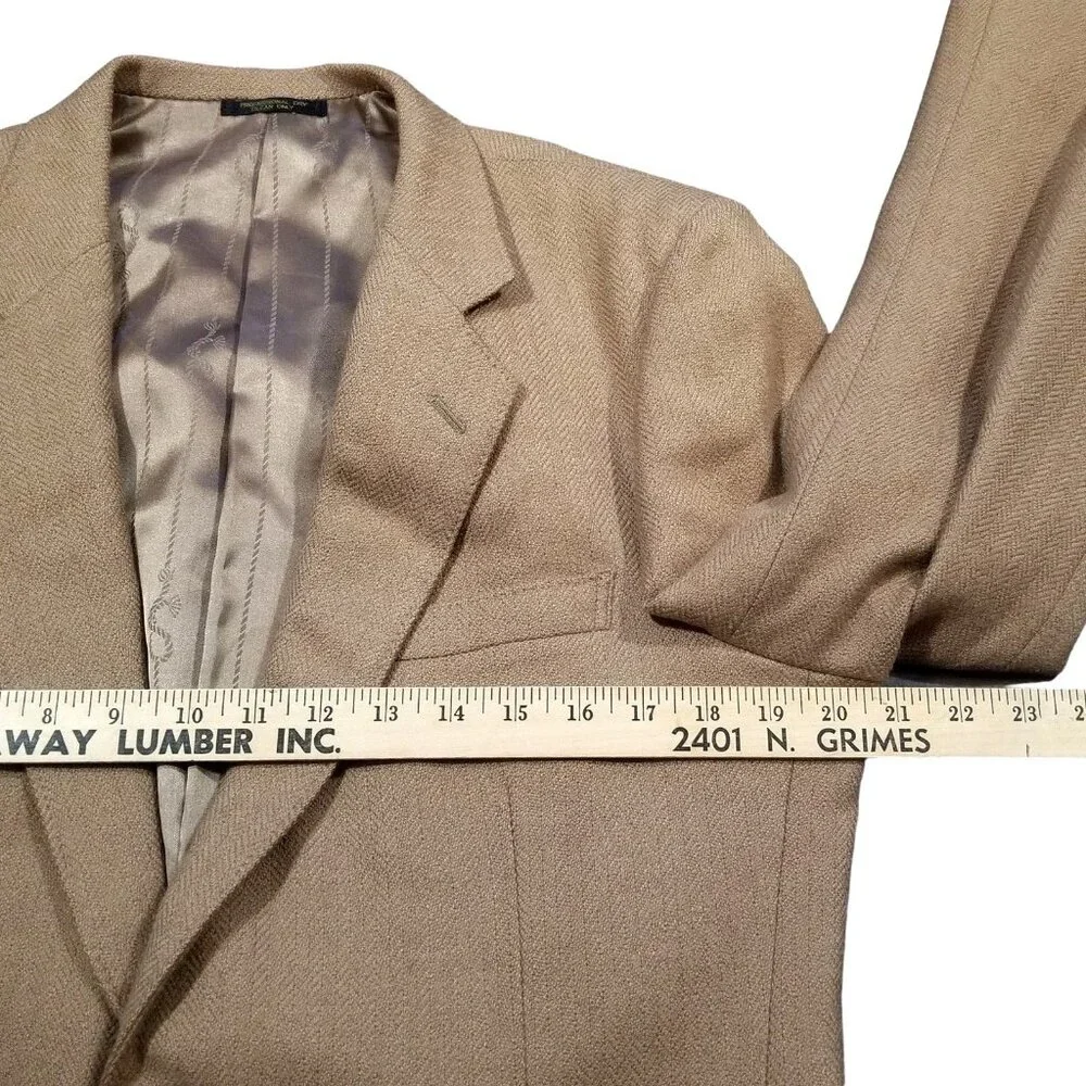 Mens Vtg Y2K Bartolini Blazer Sport Coat Camel Hair Wool Herringbone Gold Button